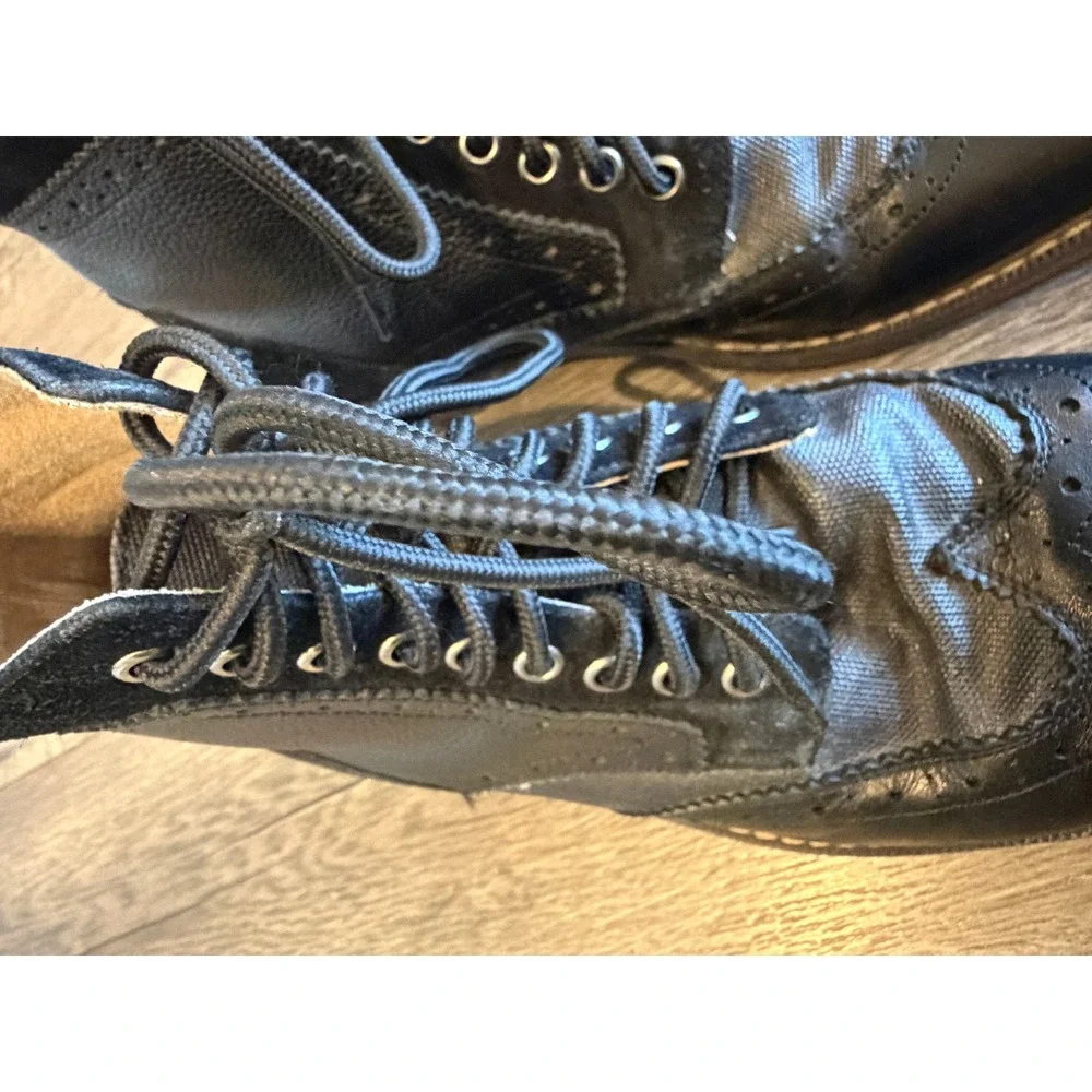 Stacy Adams Black Leather Wingtip Brogue Lace Up‎ Dress Boots Mixed Media Mens